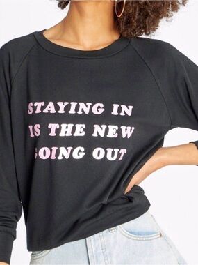 Wildfox mocha brown crewneck sweatshirt with cream lettering